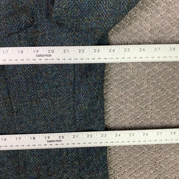Harris Tweed Herringbone Blazer Sport Coat Men's 46 TALL Turquoise Blue Wool 46L - Picture 10 of 15